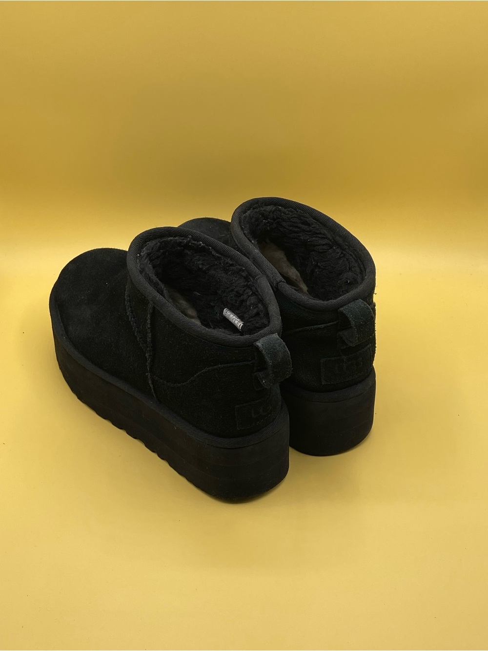 UGG Black Platform Faux-Shearling Slip-On Slippers - Picture 3 of 4